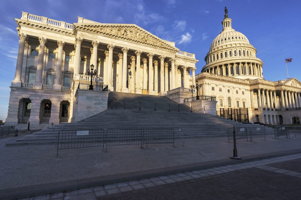 The House of Representatives side of the U.S. Capitol is seen on the morning of Election Day, Tuesday, Nov. 3, 2020, in Washington. (AP Photo/J. Scott Applewhite)